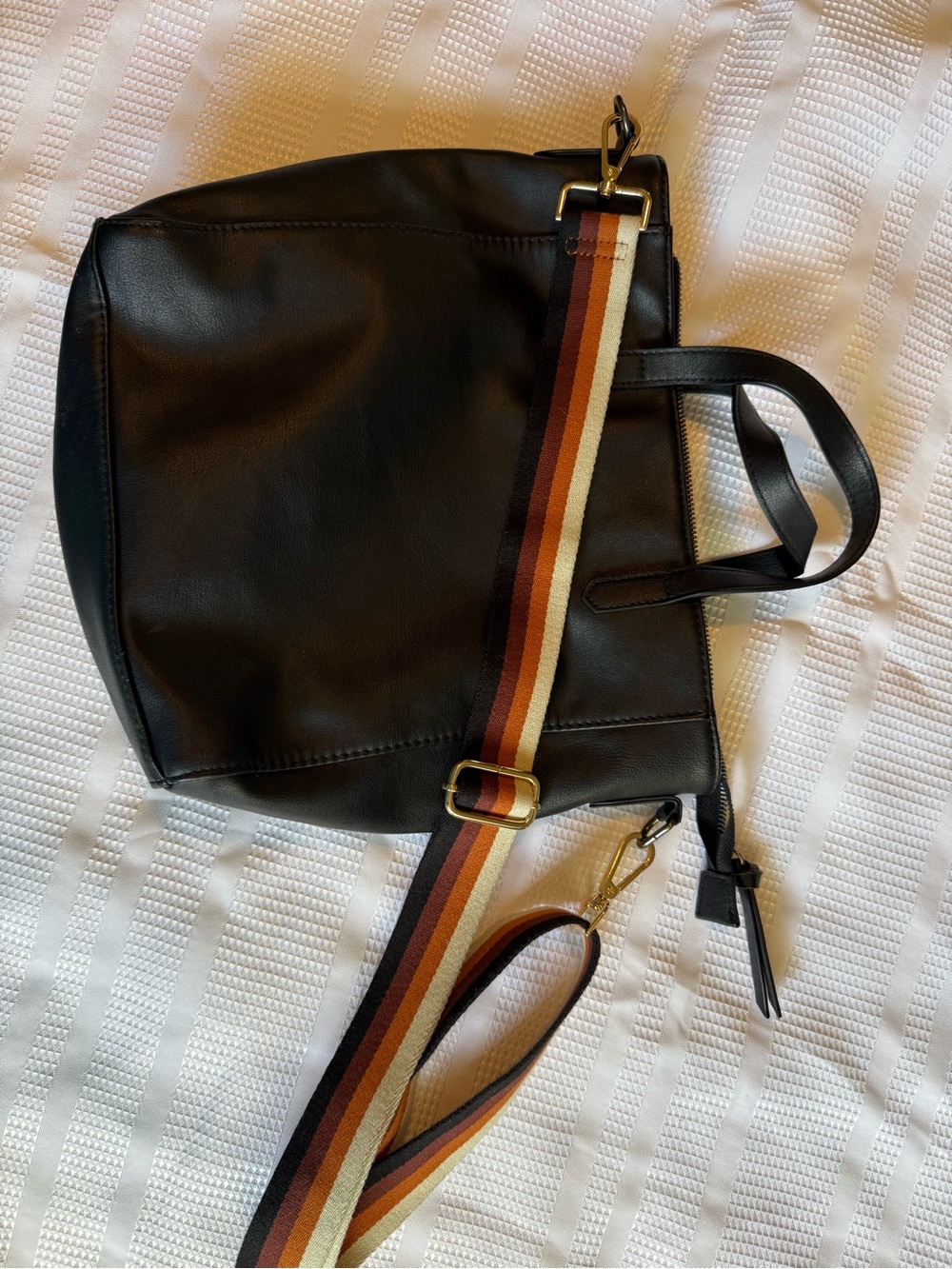 Universal Thread zippered Black Leather crossbody bag with canvas strap